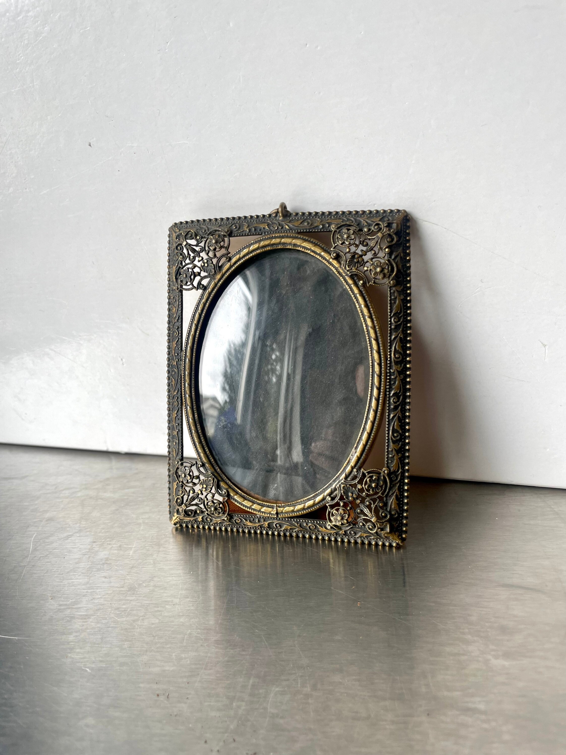 Antique Metal Photo Frame Measurements 11.5 Cm X 9 Cm Convex Etsy