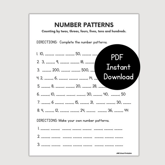 number pattern worksheets homeschool worksheets grade 2 etsy