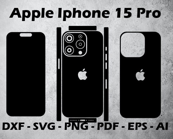 Apple iPhone 15 Pro - Skin Cutting Template SVG Vector - Etsy