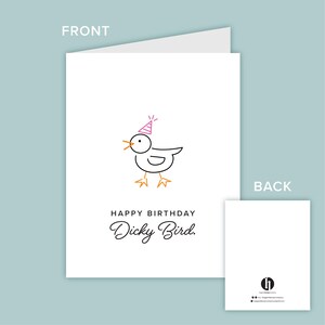 Joyeux anniversaire Dicky Bird - Carte de voeux VIERGE avec enveloppe