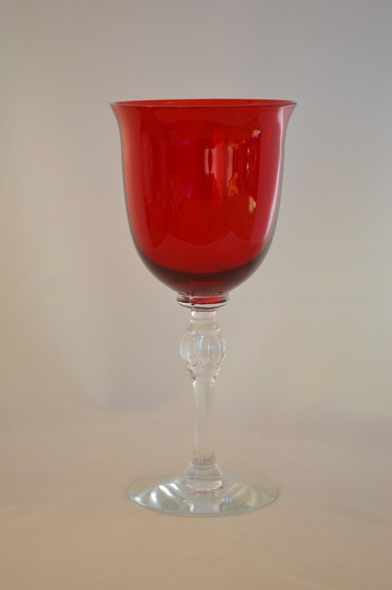 Ruby Red Wine Glasses Set of 6 Etsy