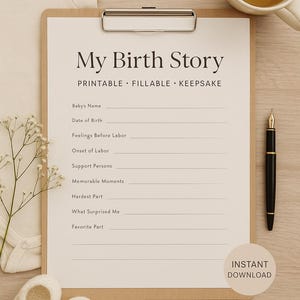 My Birth Story Template | Printable Keepsake | Editable PDF | Instant Download