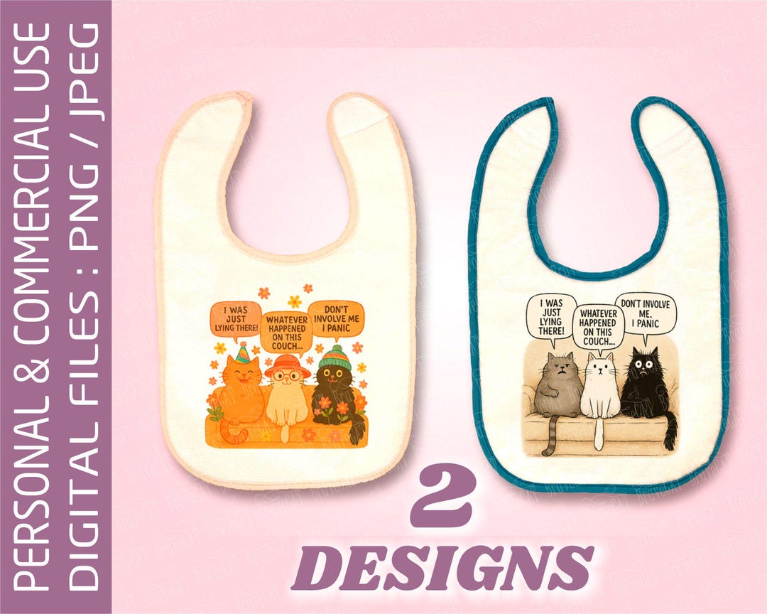 Bib Pattern Cat Cat Meme Baby Bib Design | PNG & JPEG Digital Download - Etsy