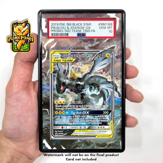 Pikachu Zekrom GX Alternate Art Custom Pokemon Graded Card Display