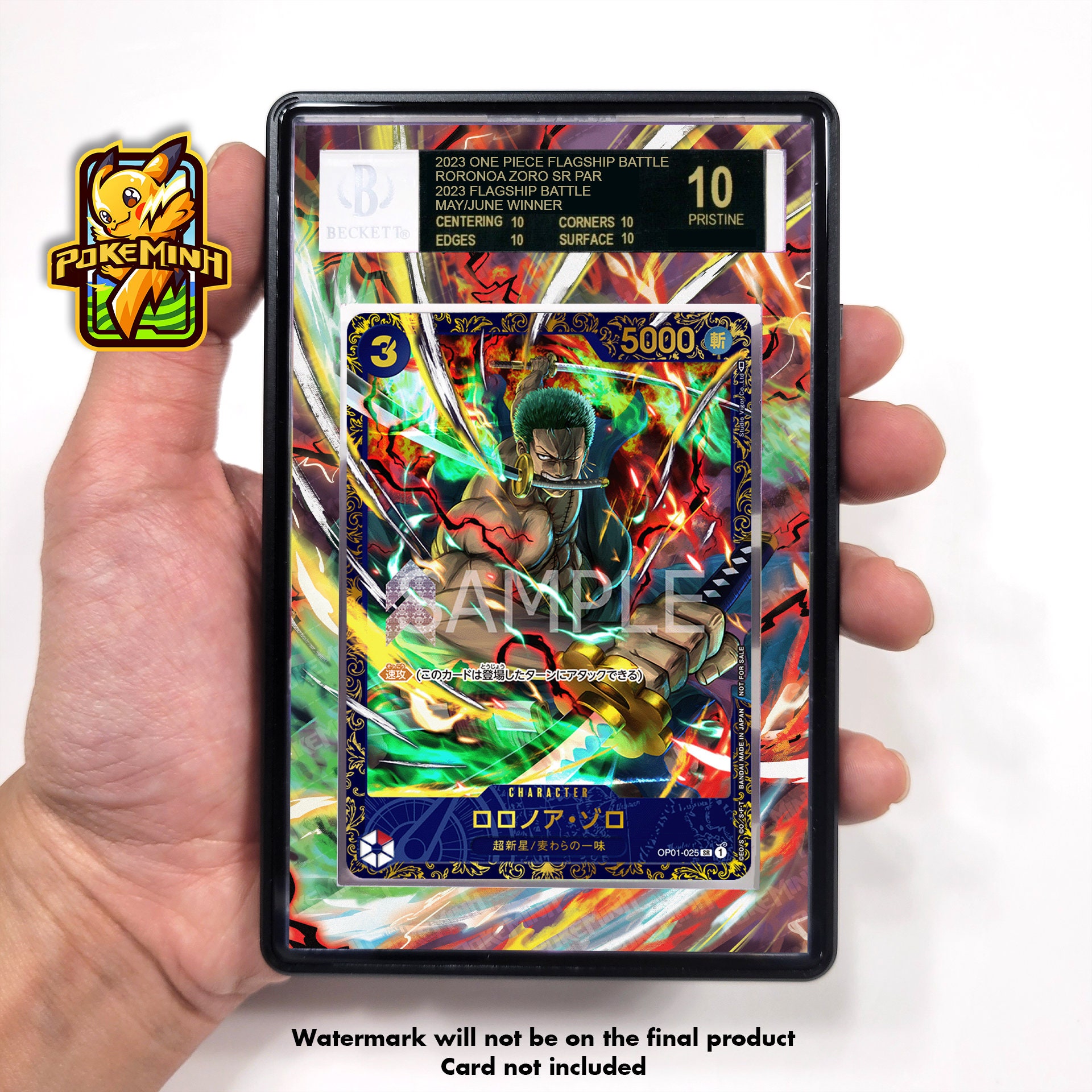 Zoro OP01-025 Flagship Promo Custom One Piece Graded Display Case