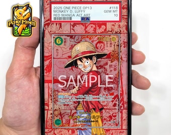 Monkey D. Luffy OP13-118 Red Manga Custom One Piece Graded Display Case