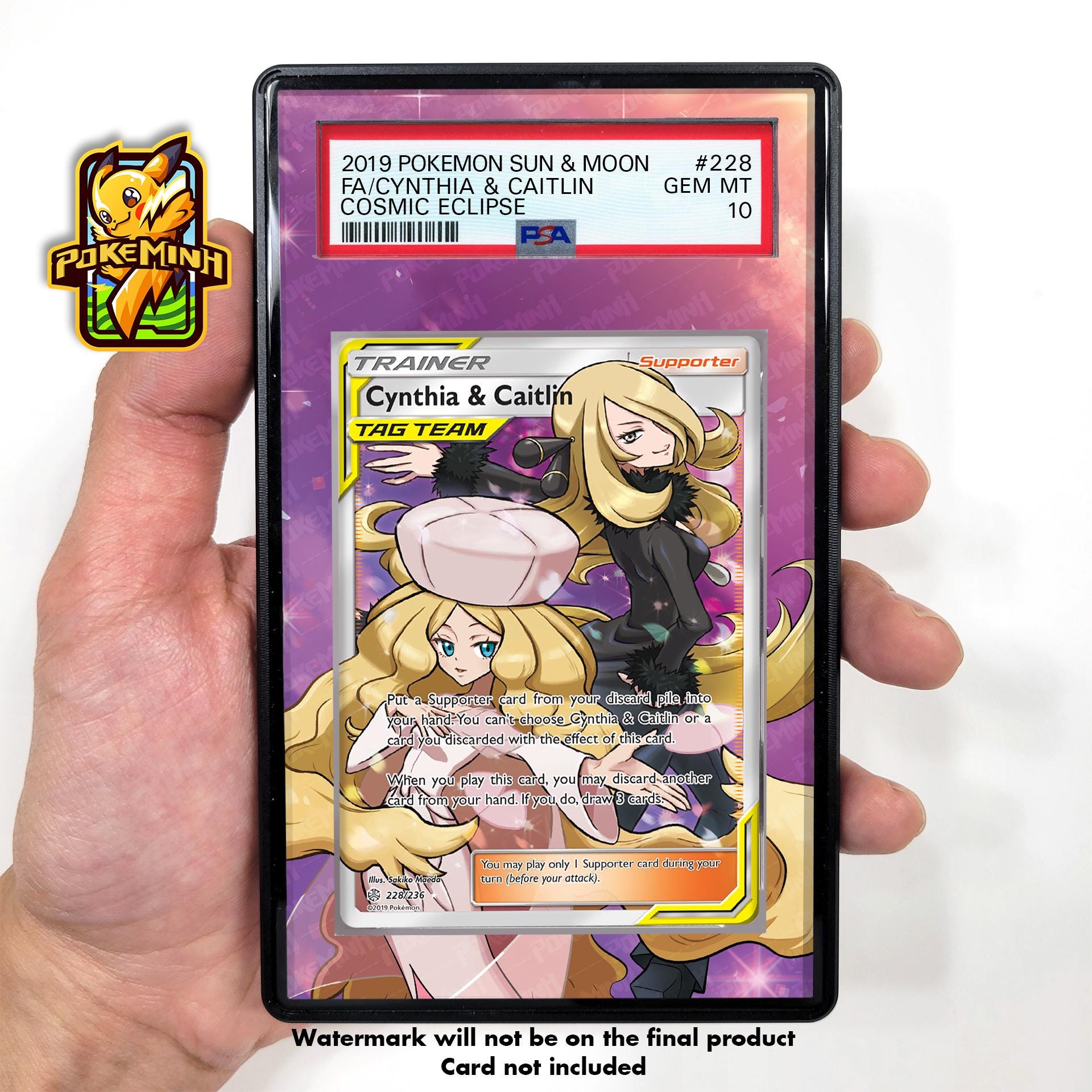 Cynthia & Caitlin Full Art Trainer Custom Pokemon Graded Display