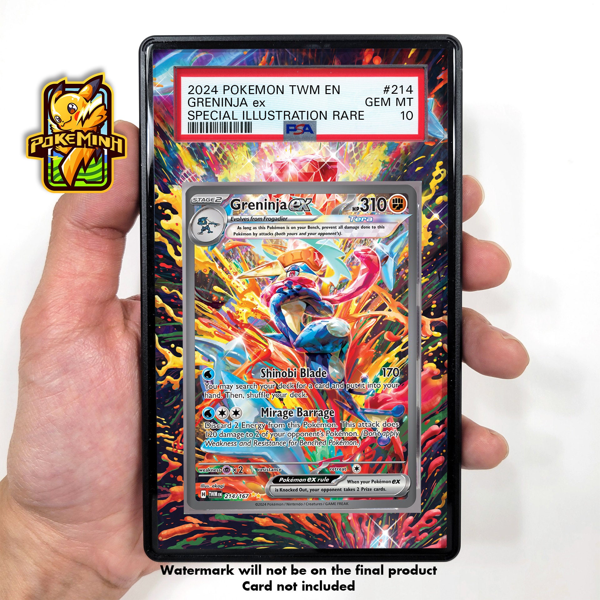 Greninja Tera EX SAR Custom Pokemon Graded Display Case