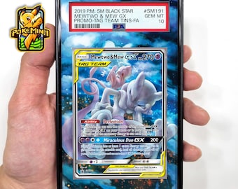 Mewtwo & Mew GX Alternate Art Promo Custom Pokemon Graded Display Case