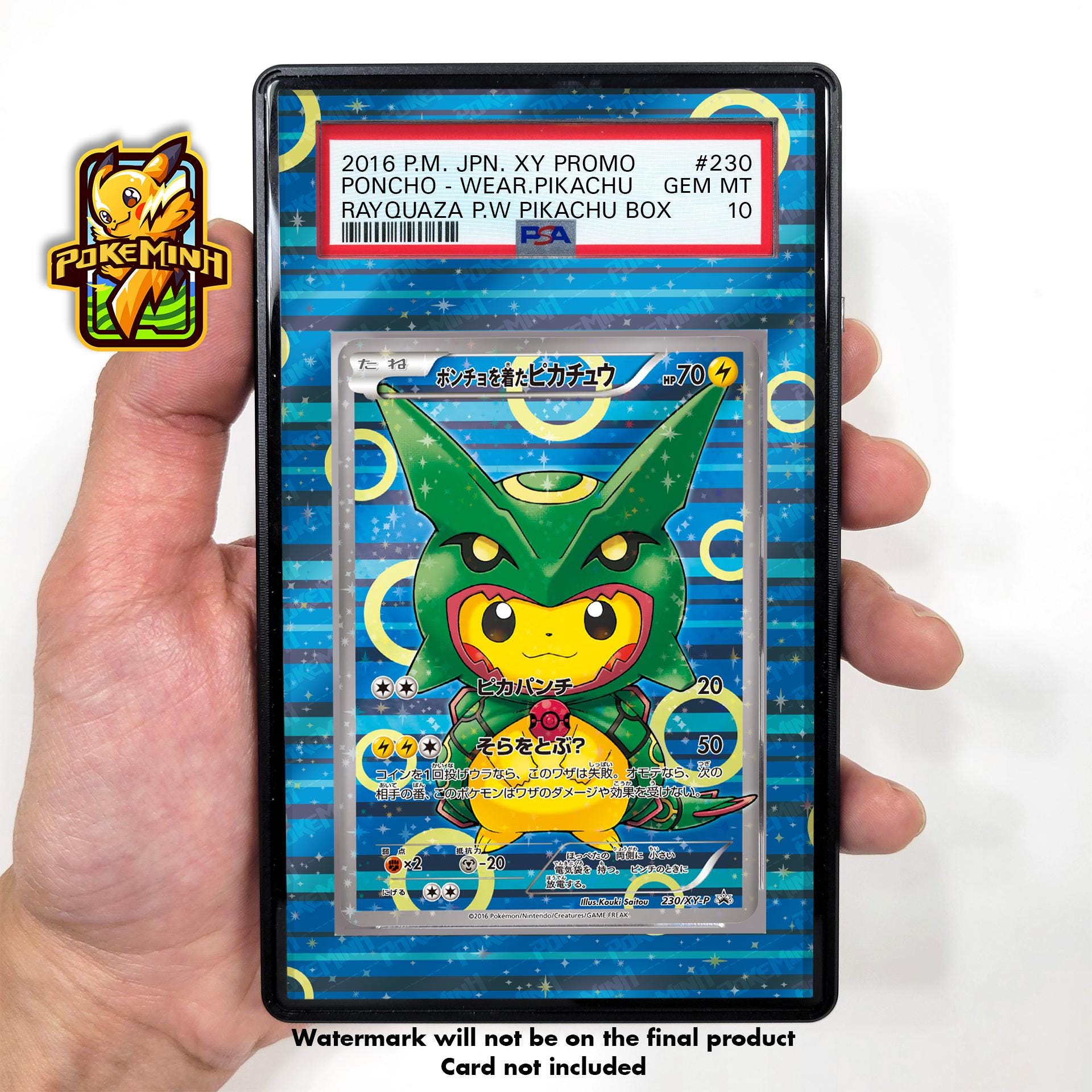 Poncho Pikachu Rayquaza 230 XY-P Custom Pokemon Graded Display