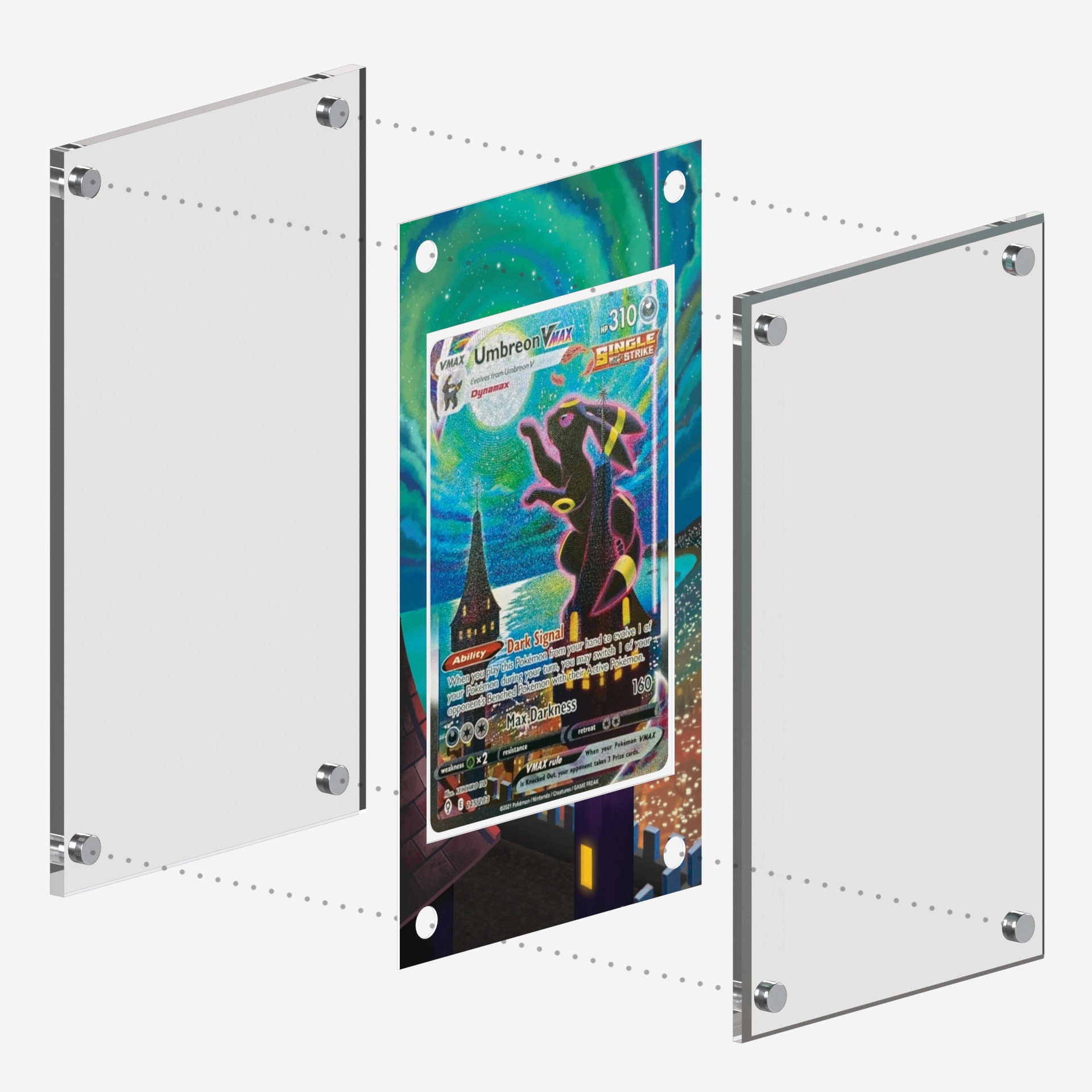 magnetic pokemon card display custom acrylic graded case box thick ed slab acrylic holder Pokemon Magnetic Three Card Protector