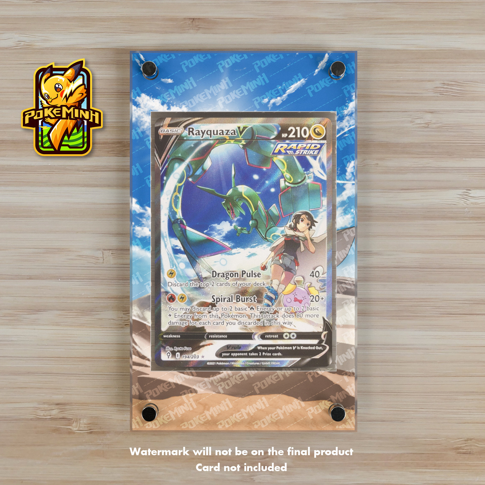 Shiny Rayquaza GX Custom Pokémon Card Display Case 