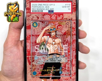 Portgas D. Ace OP13-119 Red Manga Custom One Piece Graded Display Case