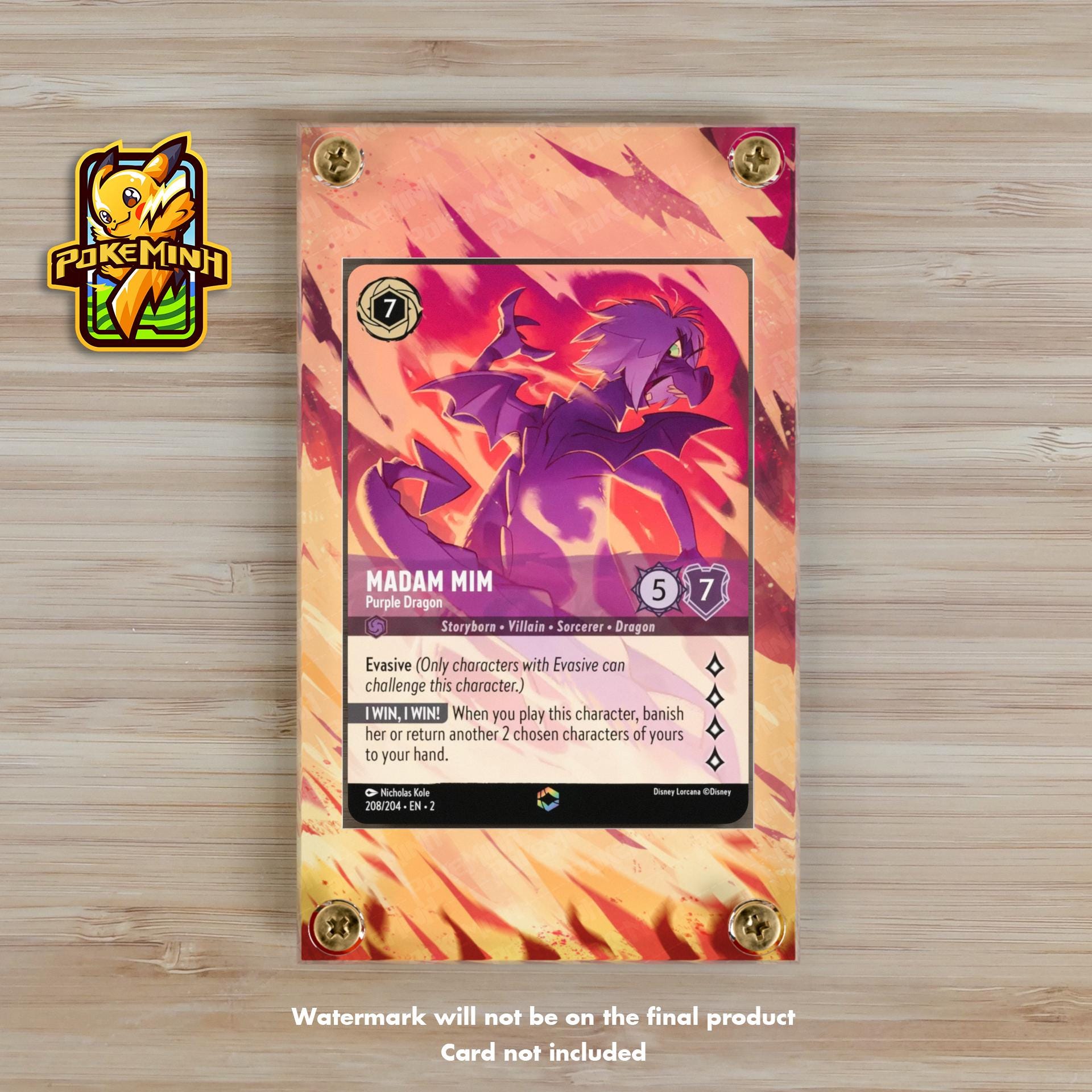madam mim lorcana card 2023 Floodborn 'Madam Purple Dragon/Madame Mime En Dragon' Patagium Games 17 Rarity Madam Mim Purple Dragon Enchanted