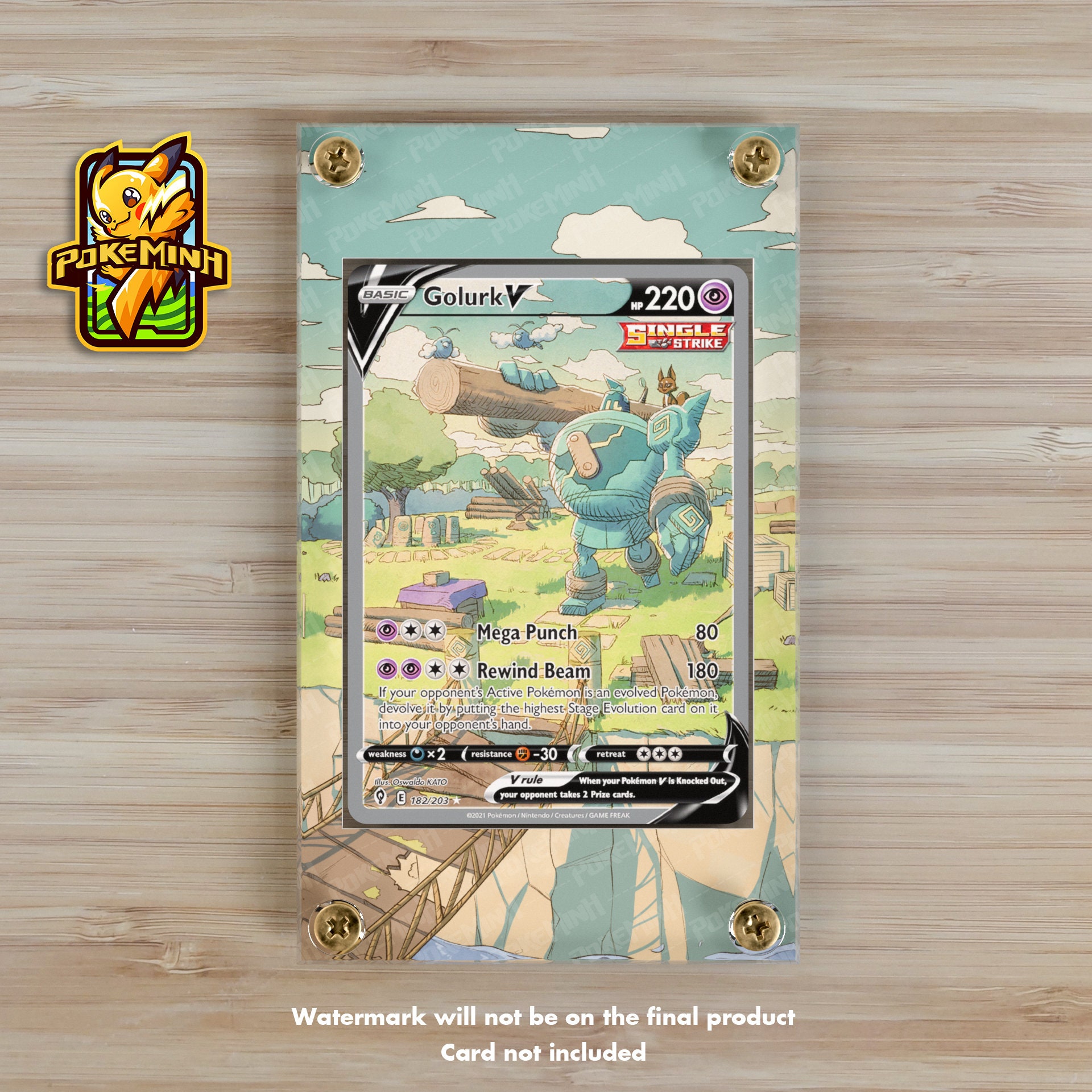 golurk v pokemon card value Golurk V (Alternate Full Art) (182/203) [SWSH07: Evolving Skies] main image 1