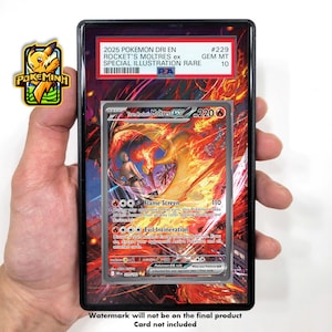 Team Rockets Moltres EX SAR Anpassad Pokémon Graderad Displayfodral