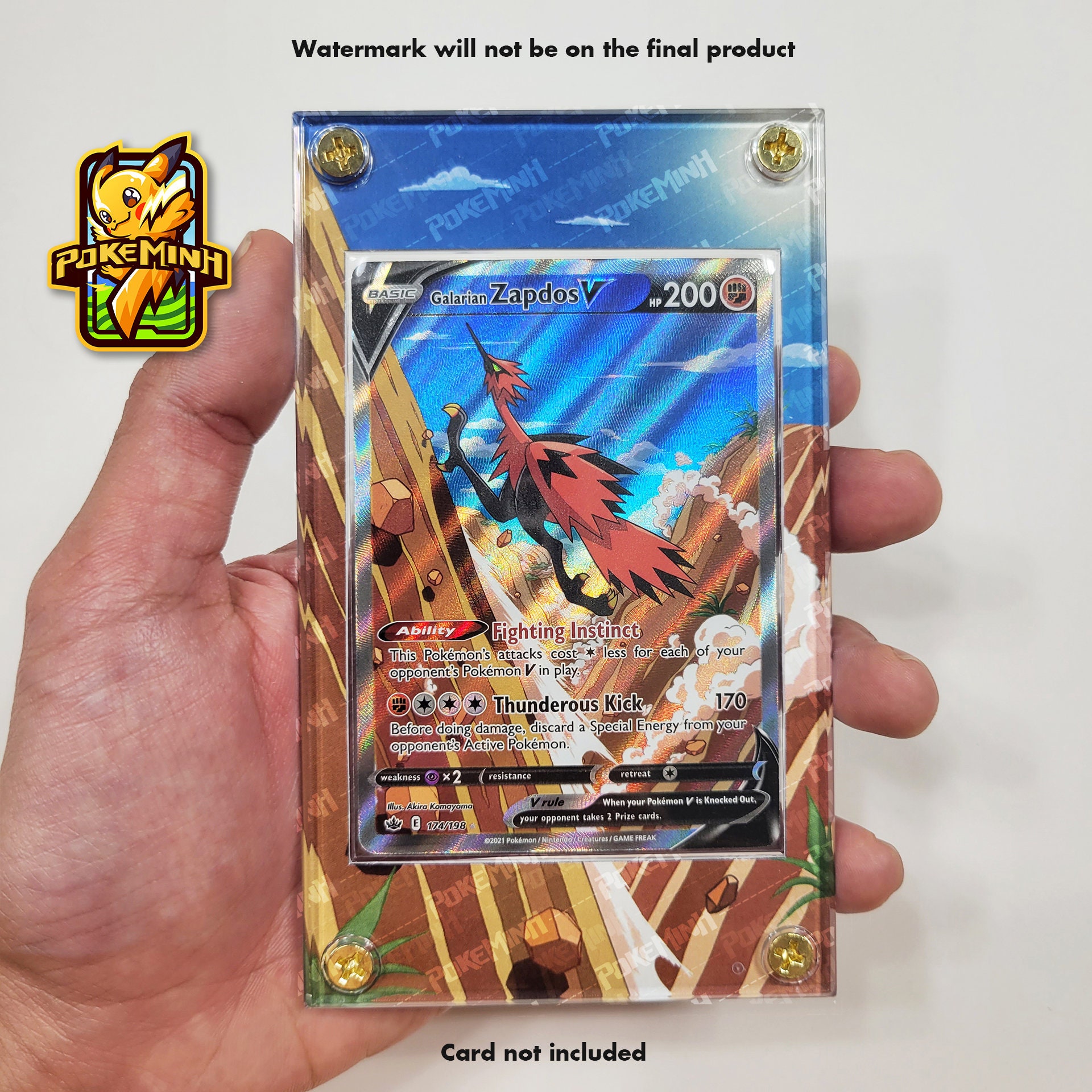 Galarian Moltres V Alternate Art Custom Pokemon Card Display 