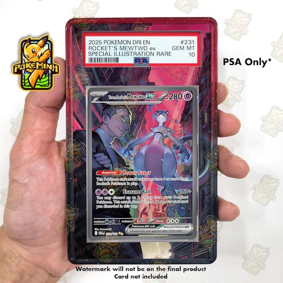 Team Rocket's Mewtwo EX SAR Custom Pokemon Graded Display Case