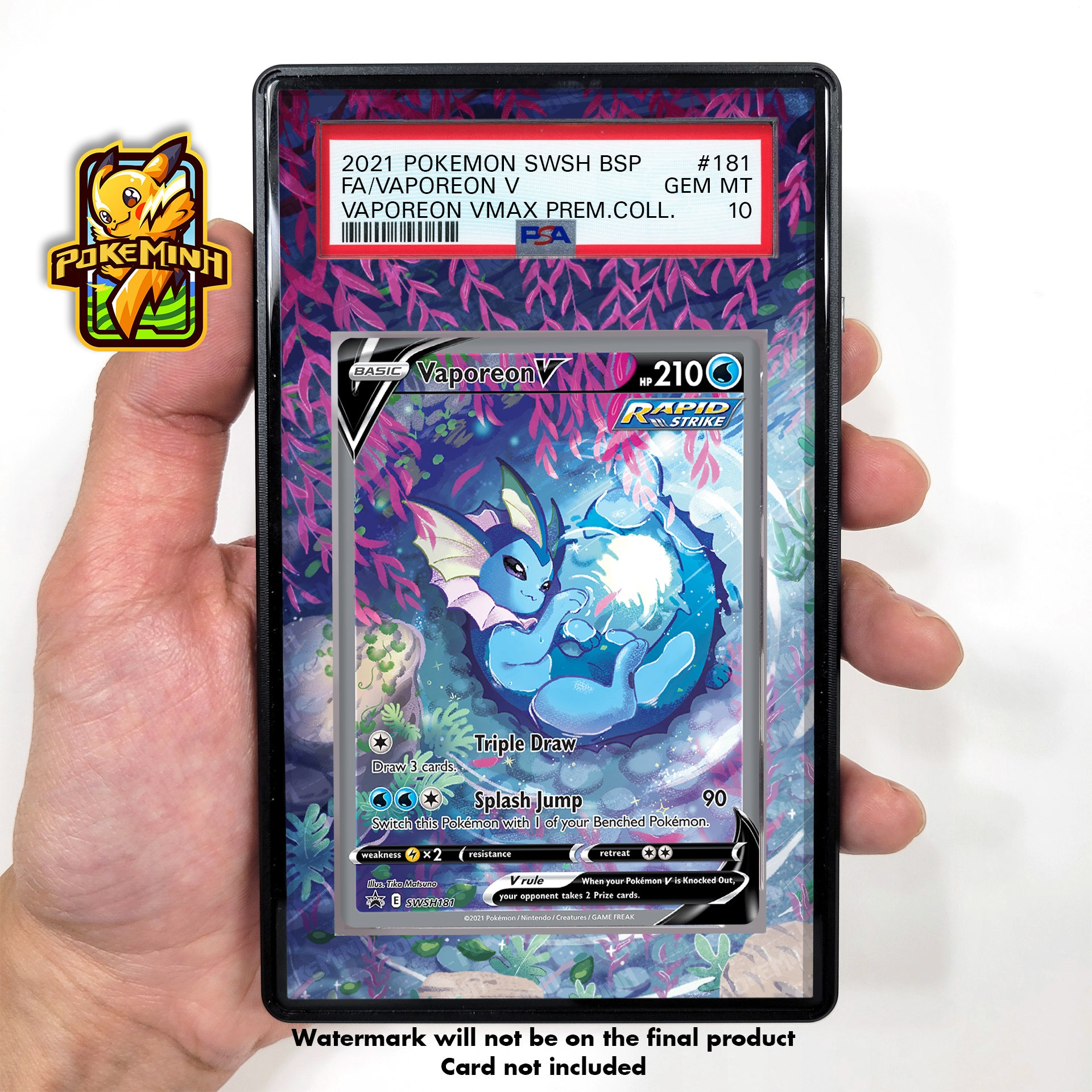 Vaporeon V Alternate Art Custom Pokemon Graded Display Case