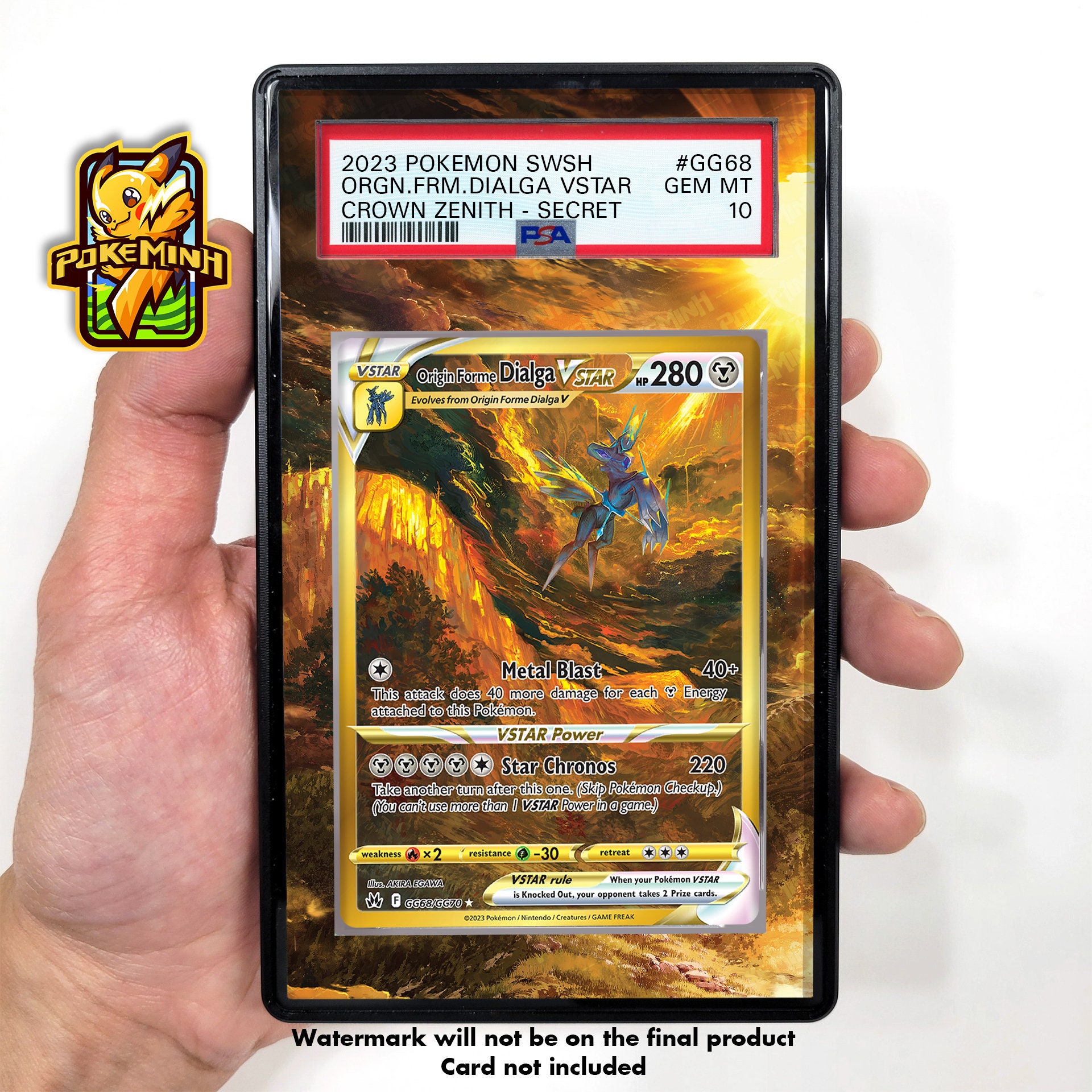 Dialga VSTAR Gold Alternate Art Custom Pokemon Graded Display Case