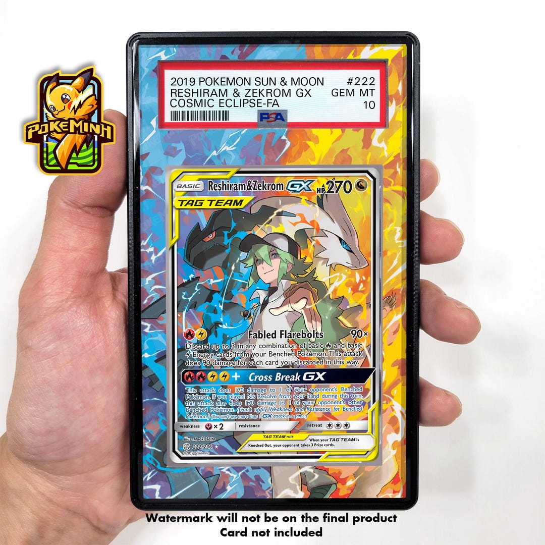 Reshiram Zekrom GX Alternate Art Custom Pokemon Graded Card