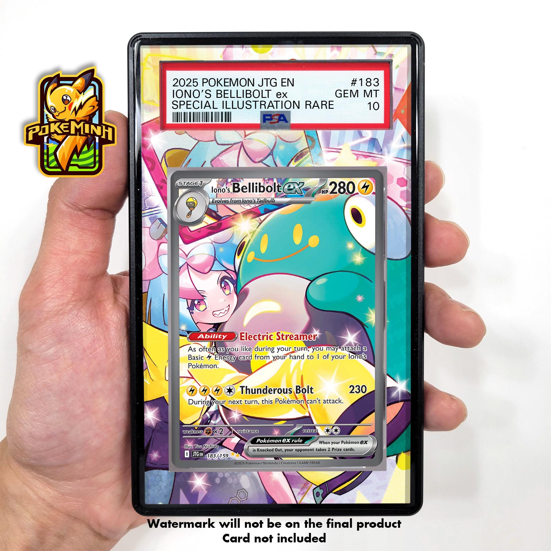 Iono's Bellibolt EX SAR Custom Pokemon Graded Display Case - Etsy
