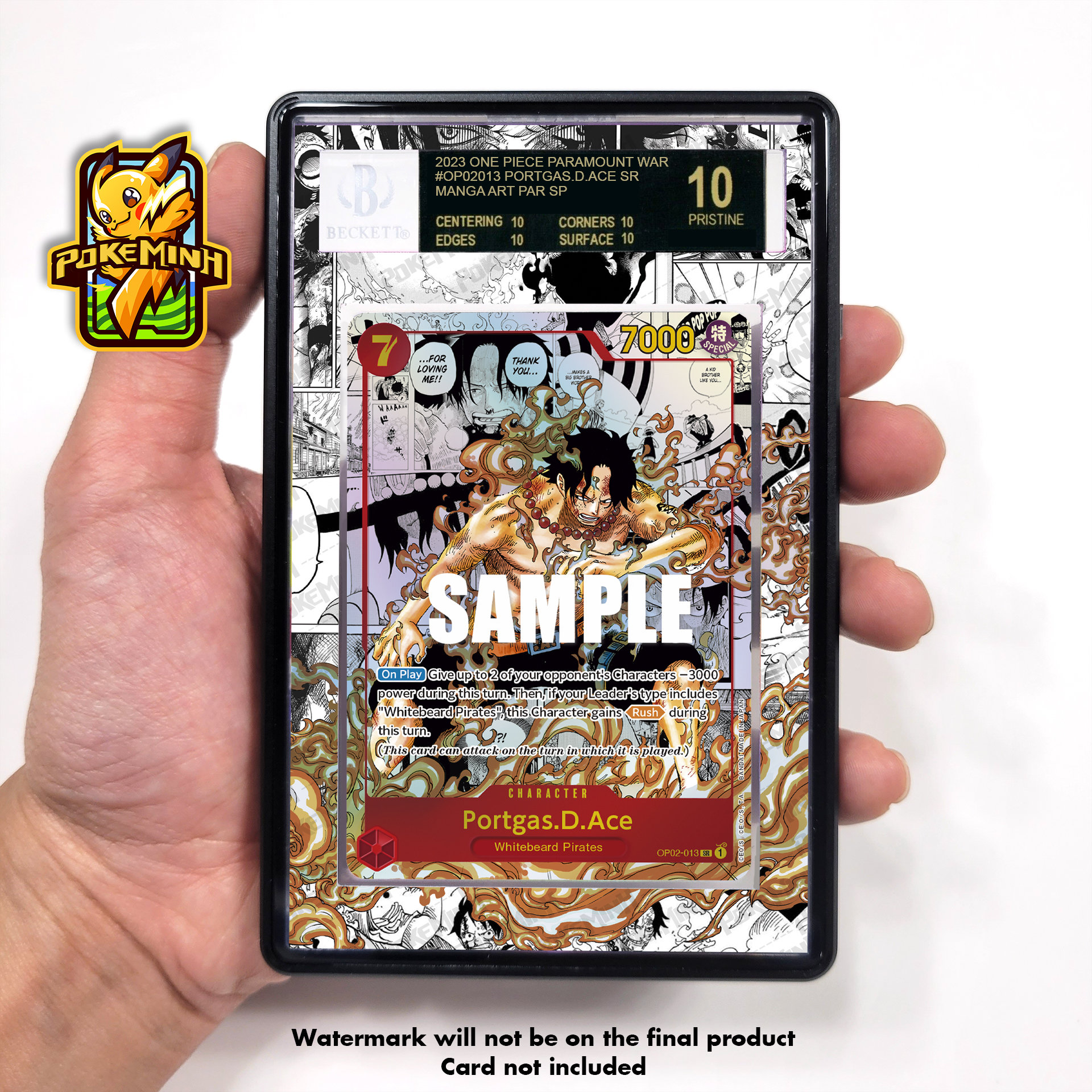 Portgas D. Ace OP02-013 Manga Custom One Piece Graded Display Case