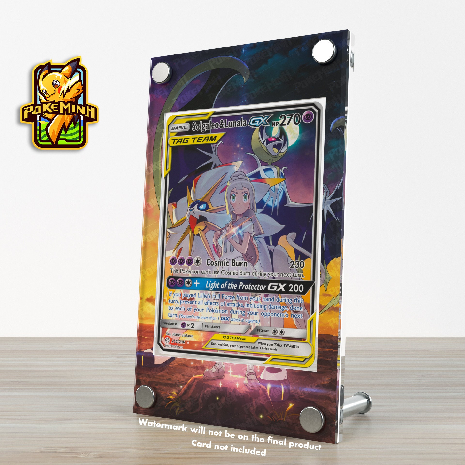 Solgaleo Lunala GX Alternate Art Custom Pokemon Card Display 