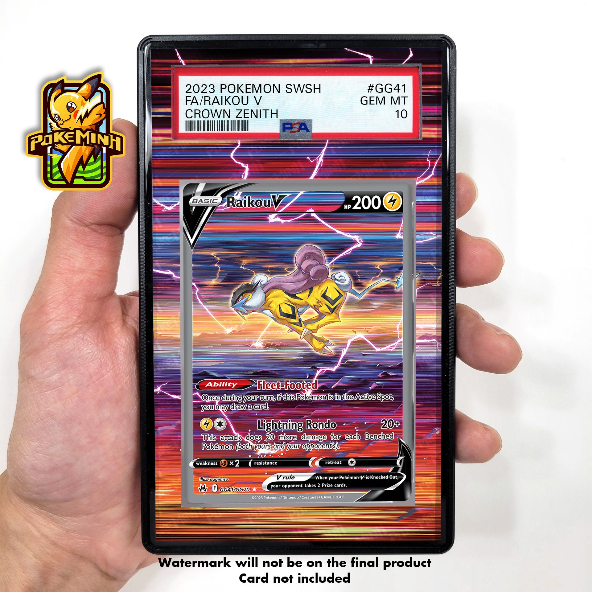 Raikou V Alternate Art Custom Pokemon Graded Display Case - Etsy Raikou V Alternate Art Custom Pokemon Graded Display Case - Etsy