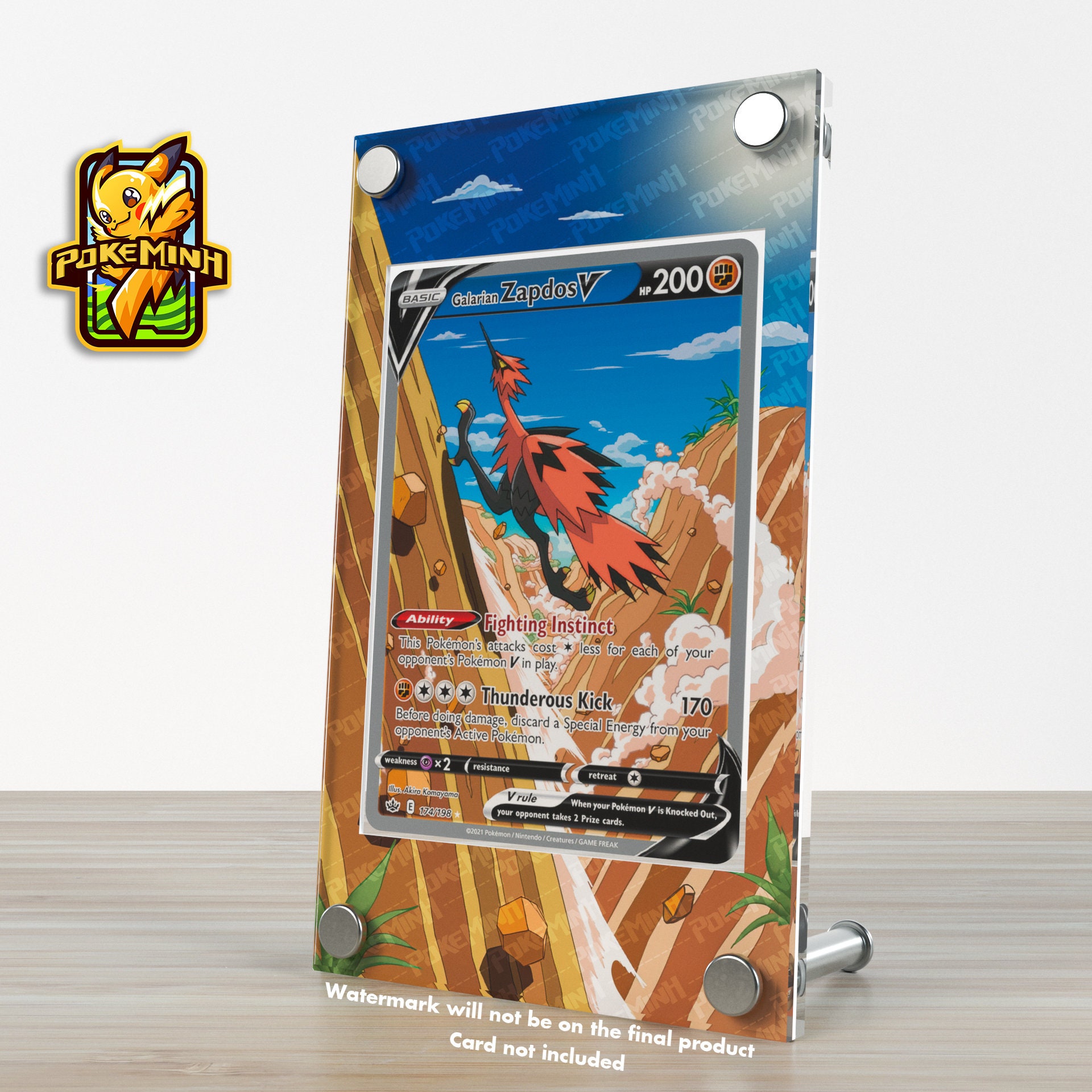 Galarian Moltres V Alternate Art Custom Pokemon Card Display 