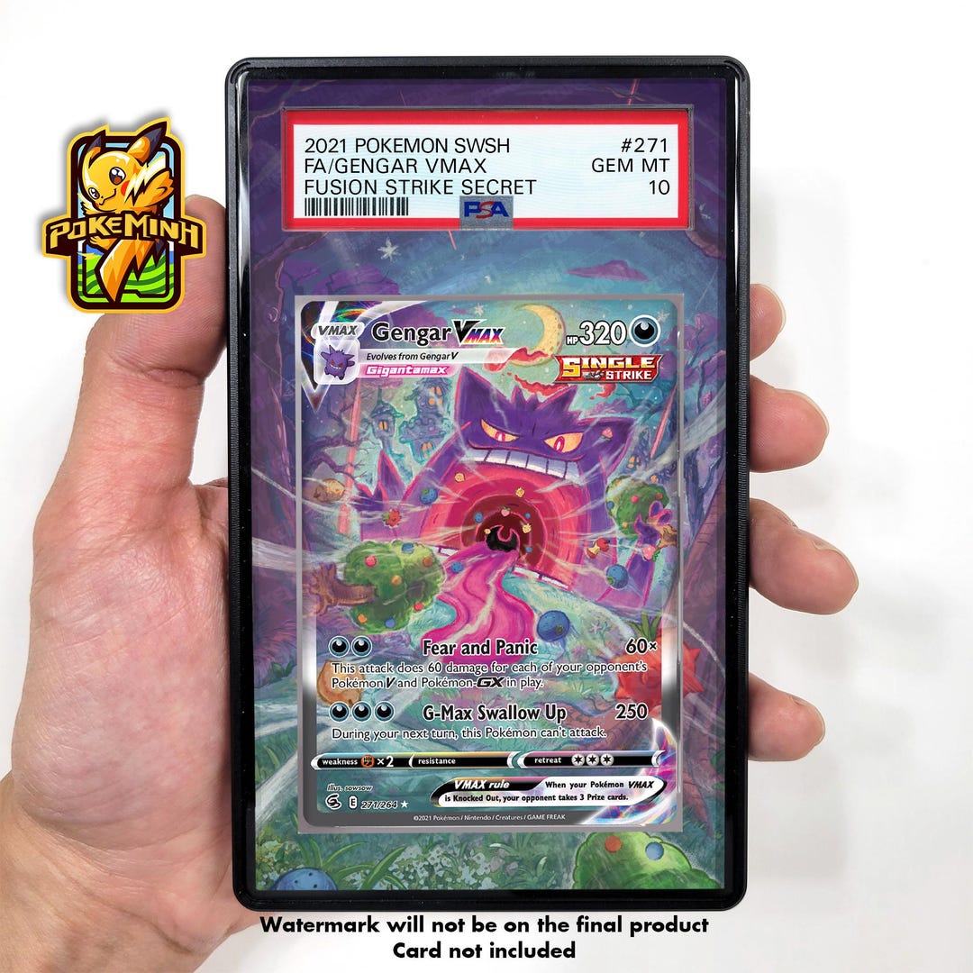 Gengar VMAX Alternate Art Custom Pokemon Graded Display Case - Etsy Sweden Gengar VMAX Alternate Art Custom Pokemon Graded Display Case - Etsy Sweden