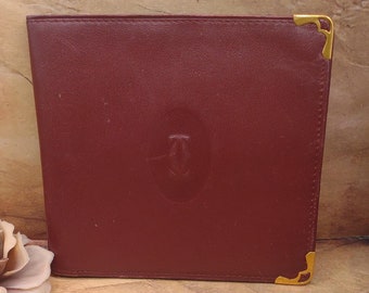 Cartier- Vintage Men's Wallet- Men's Designer Wallet- Burgundy leather- Vintage Cartier Wallet- Credit Card Holder- Gift for Dad- TE#82