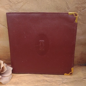 Cartier- Vintage Herren Brieftasche- Herren Designer Brieftasche- Burgund Leder- Vintage Cartier Brieftasche-Kreditkartenhalter- Geschenk für Papa- TE # 82