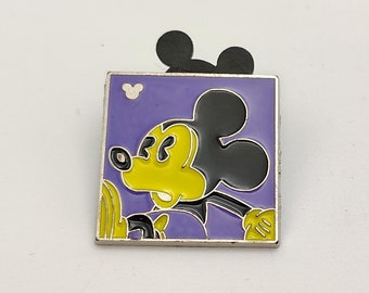 Disney Trading Pin- Hidden Mickey Mouse Trading Pin for Disney Parks- Purple, Black and Yellow Enameled Square Authentic Official Pin TE#35