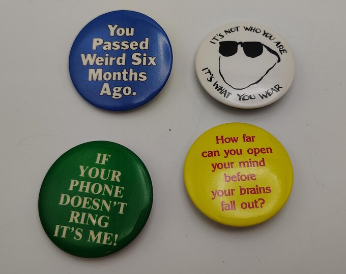 Vintage 1970s/80s Humor Pinback Buttons – Funny Statement Pins, Set of ...