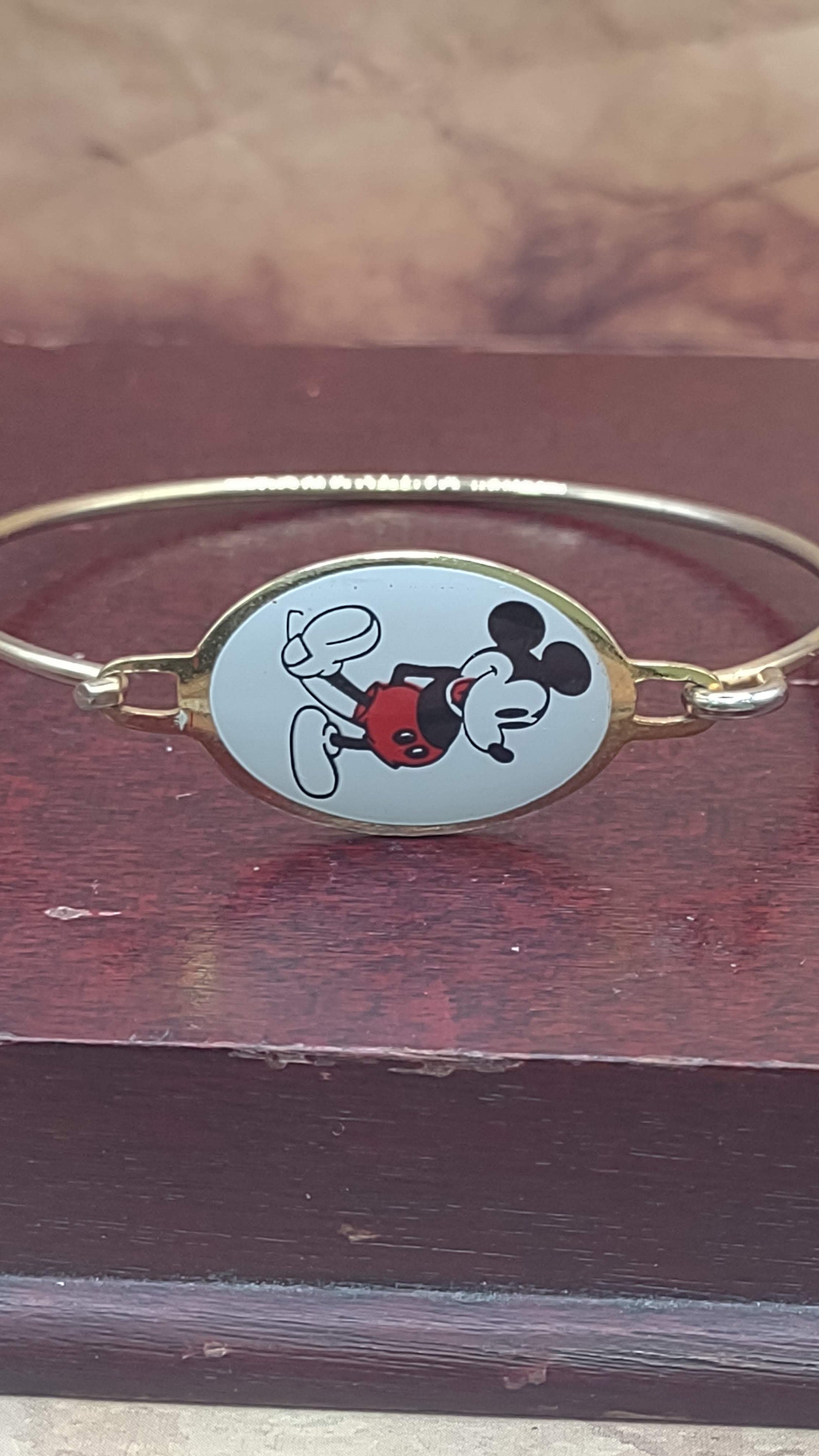 Mickey Mouse Vintage Walt Disney Gold Tone Bangle Bracelet - Etsy