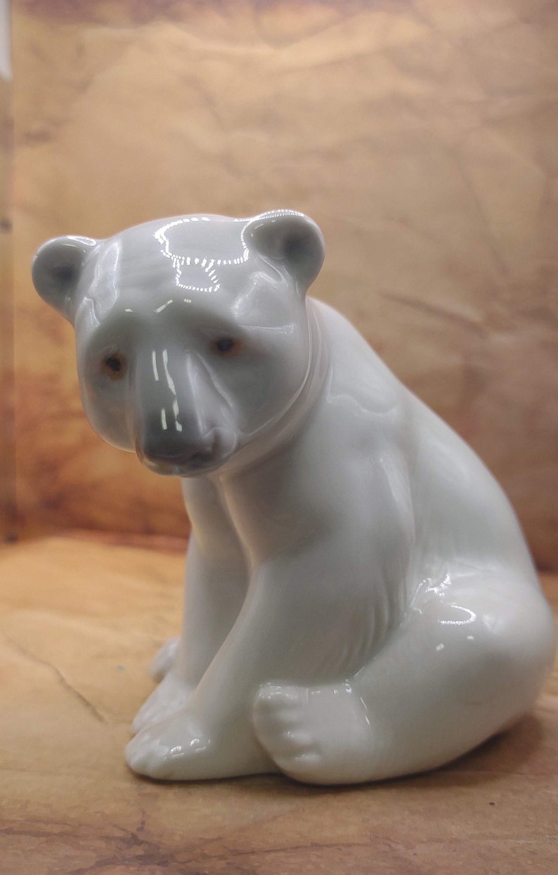 Lladro Seated Polar Bear Polar Bear Figurine Collectible Porcelain Hand