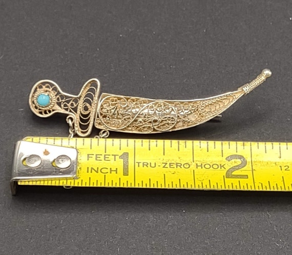Dagger in Sheath- 925 Silver Sword Pin- Filigree … - image 7