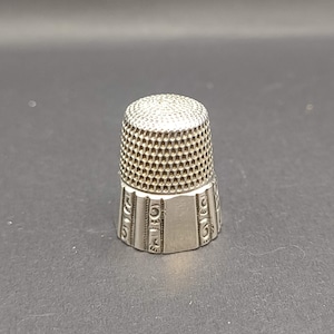 Antique Sterling Silver Thimble- Ornate Collectable Marked Sterling Silver Thimble- Finger Protector- Finger Shield Sewing Tool- TE#47