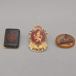 Vintage Stroh's American Style Lager Beer Pins- Set of 3- Beer Aficionado Gift- Father's Day Gift- Man Cave Decor- Pabst Owned TE#69