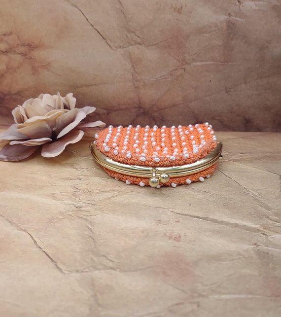 Orange Beaded Coin Purse- Vintage Coin Purse- Bea… - image 4