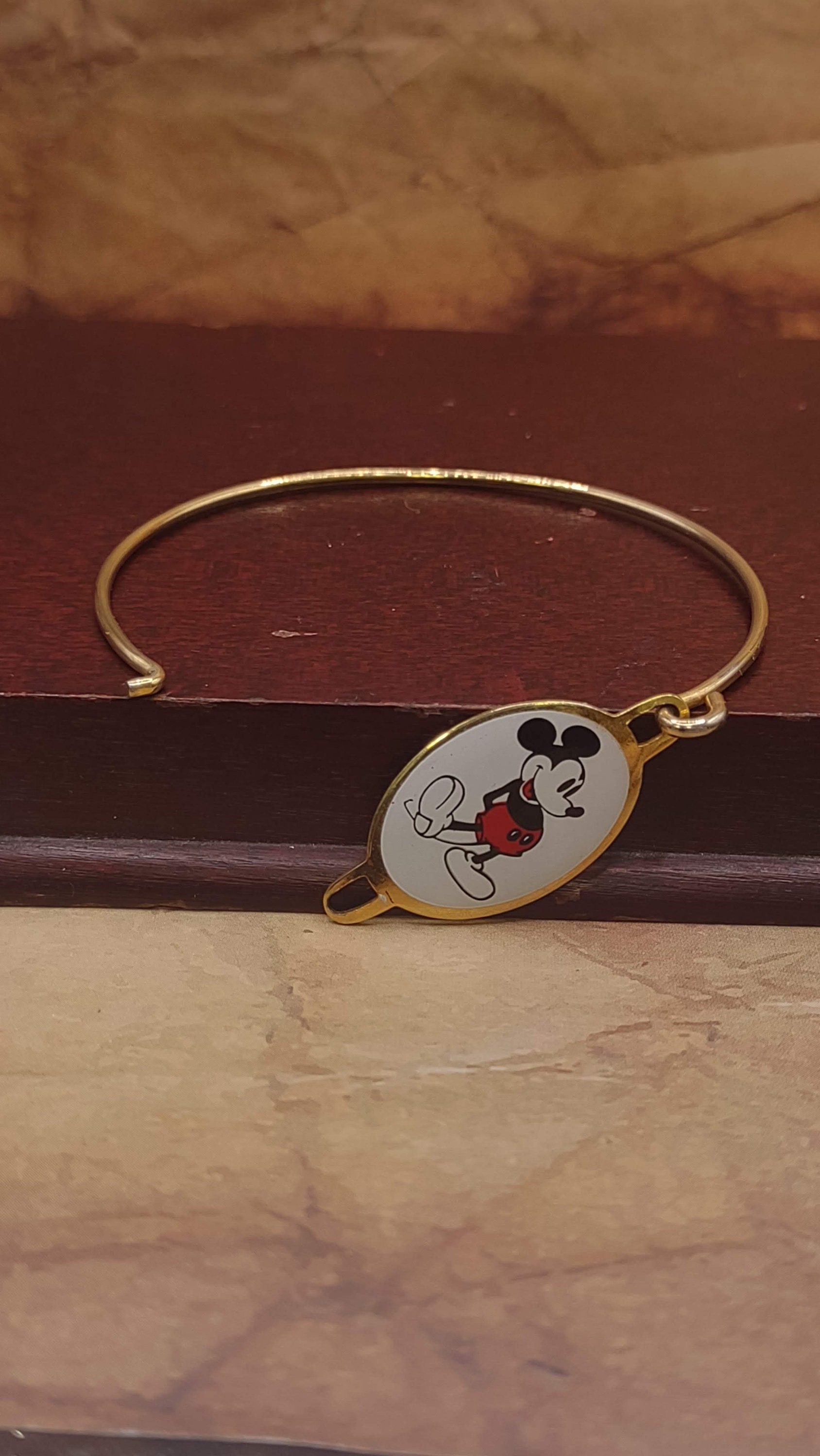 Mickey Mouse Vintage Walt Disney Gold Tone Bangle Bracelet - Etsy