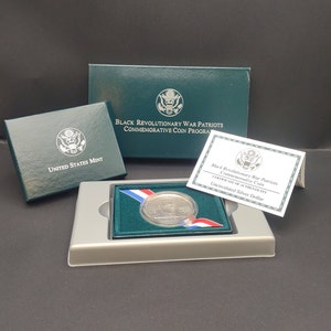 1998 Black Revolutionary War Patriots Commemorative Coin- Uncirculated Silver Dollar- United States Mint- Authenticity Certificate- TE#7