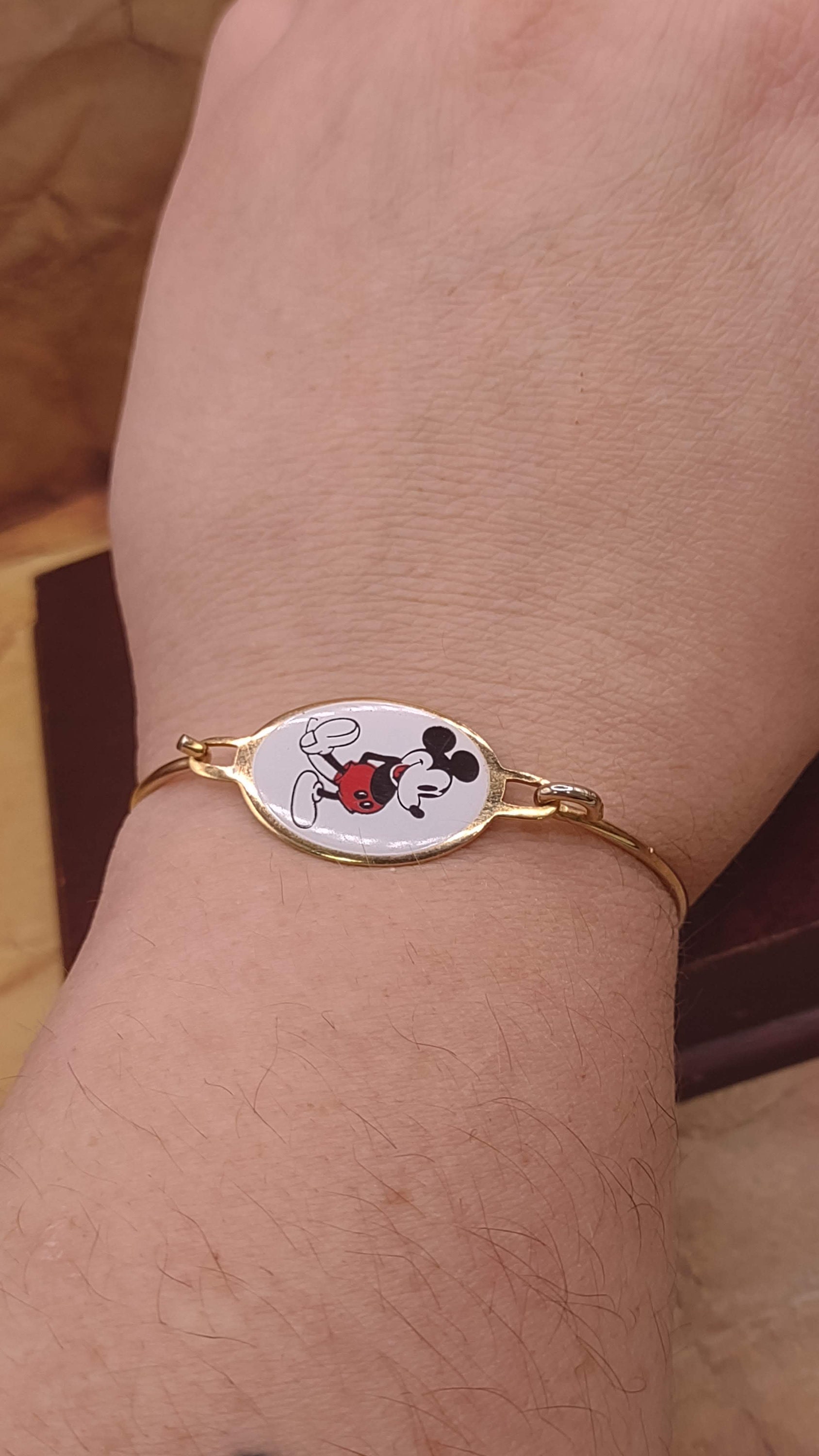Mickey Mouse Vintage Walt Disney Gold Tone Bangle Bracelet - Etsy