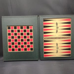 Backgammon and Checkers- Vintage Foldable Boards (no pieces)- Vintage Board Game- Board Game Decor- Old Game Board- Collector Game TE#86