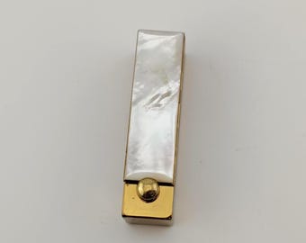 Estuche para pintalabios Volupte USA vintage de nácar - Espejo tono dorado - Accesorio de tocador