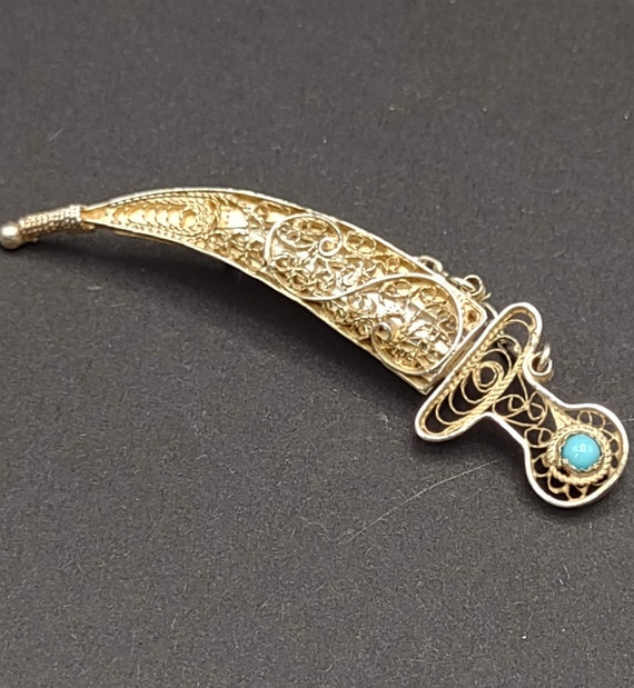Dagger in Sheath- 925 Silver Sword Pin- Filigree … - image 5