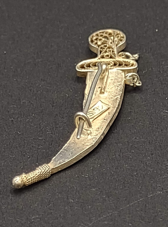 Dagger in Sheath- 925 Silver Sword Pin- Filigree … - image 4