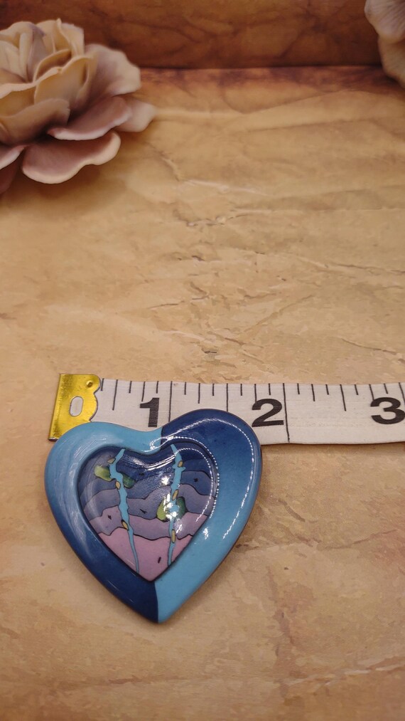 Art Glass- Glass Heart- Vintage Pin- Abstract Art… - image 4