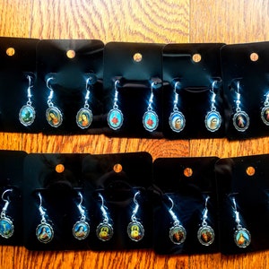 Handmade Holy Saint Earrings | Blessed Virgin Mary, Our Lady of Guadalupe, St. Jude, Therese of Lisieux, Divine Mercy, etc.